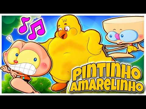 Capa de Pintinho Amarelinho com Mongo e Drongo - Música Infantil em Desenho Animado
