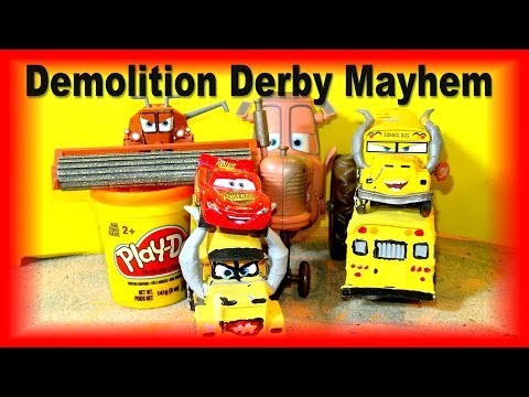 Pixar Cars Demolition Derby Cars 3 Crazy 8 with Miss Fritter Frank Mack Chester and Cruz Ramirez