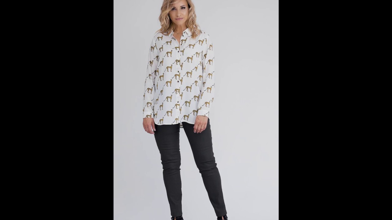 Odszyte.pl Biała bluzka koszulowa w lamparty marki Salko