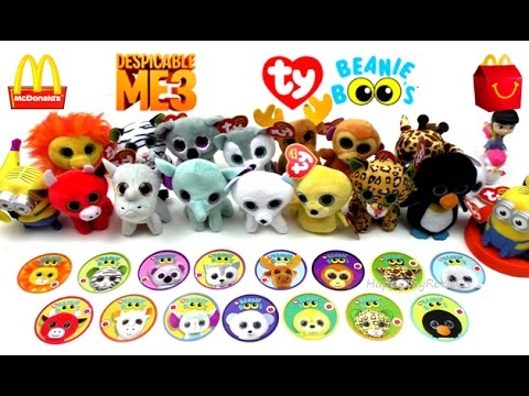 2017 McDONALD'S TY TEENIE BEANIE BOO'S HAPPY MEAL TOYS DESPICABLE ME 3 MOVIE MINIONS KID FULL SET 15 Video