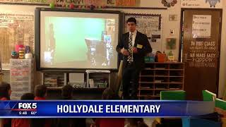 Meteorologist Ryan Beesley visits Hollydale Elementary School