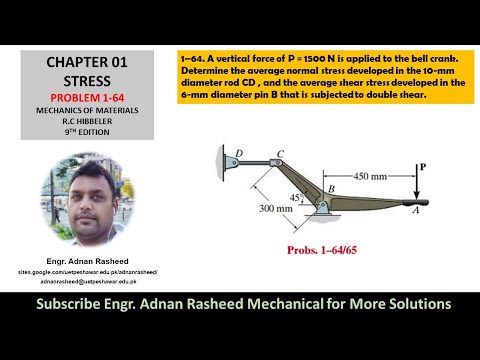 Determine average normal stress in 10-mm rod CD |Problem 1-64| Stress| Mech of materials rc Hibbeler