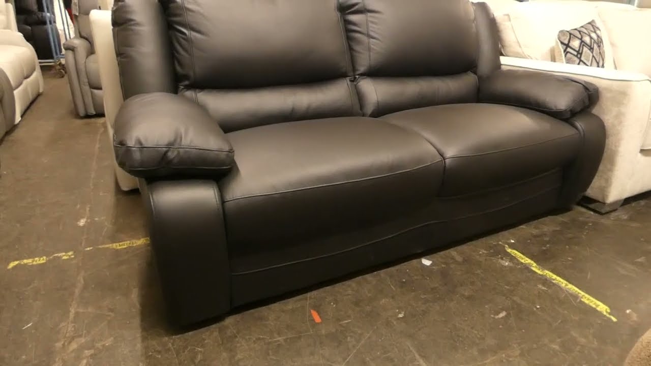 Watch video Italian Black Leather Sofa (3 Seater) Now Italian Black Leather Sofa (3 Seater)