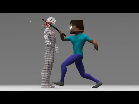 Atomic Ragdolls - Minecraft Herobrine [Molecular Simulation]