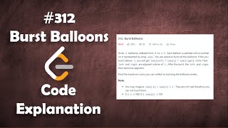 YouTube video 'Burst Balloons | Live Coding with Explanation | Leetcode #312'