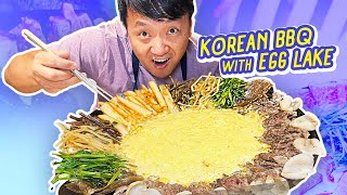 FIRE PHO &amp; Korean BBQ With SCRAMBLED &quot;EGG LAKE&quot; in Seoul South Korea