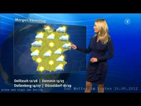 Claudia Kleinert 16.08.2012 Weather presenter in a very tight blue dress ladies