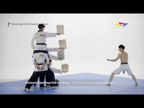 Taekwondo God Breaks Four Boards With One Spinning Kick