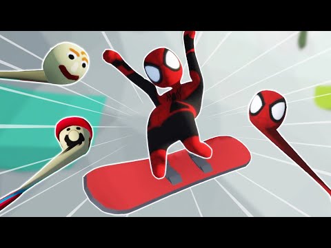 SPIDER-MAN GOES SNOWBOARDING?! (Human Fall Flat)