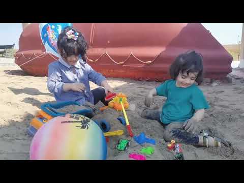 Aafia and Taimoor play in the sand at the beach and have lots of fun  🏝️ 🏖️