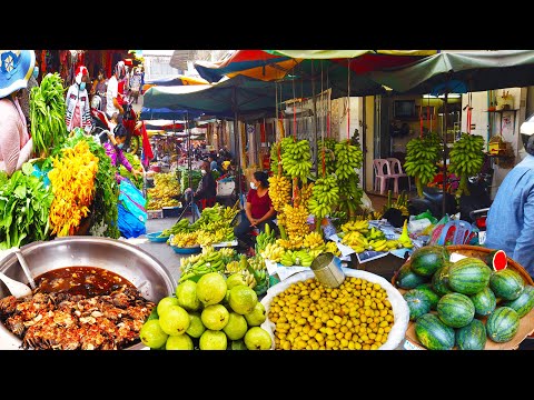 Psar Leu,Chhbar Ampov Market Food Scenes - Morning Walk Around Phnom Penh Market