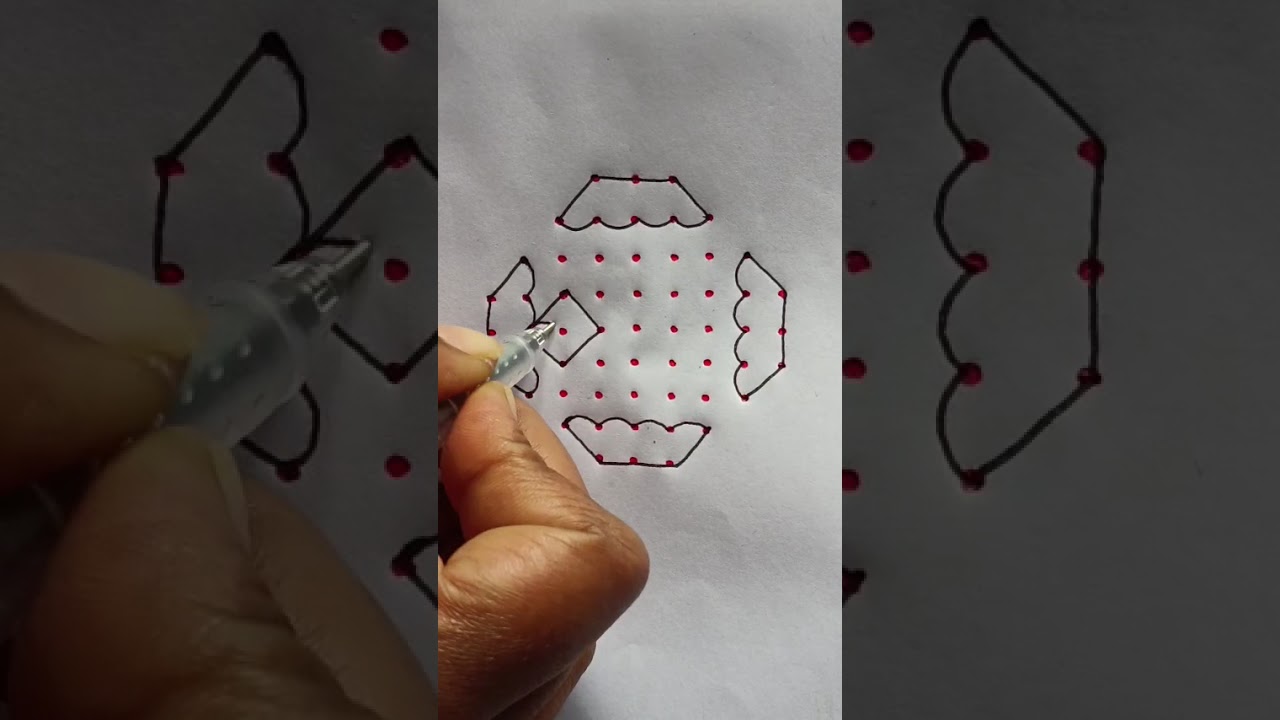 9×3 dots easy rangoli | fastival kolam | #dialyrangoli #muggulu #fridaykolam #rangolidesigns #kolam