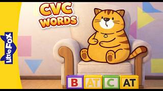 CVC Words -at | The Cat Sat Song & Story | Build Words with -at | Word Family Blending Practice