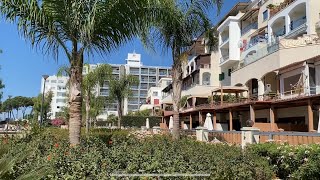 Walking from Galatex Beach Center to The Mediterranean Sea. Harmony Bay hotel in