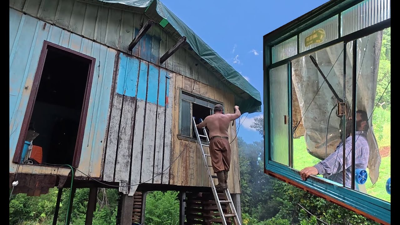 washing the house end