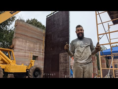 GIANT Rammed Earth Form Set Up in the RAIN - Vlog 77