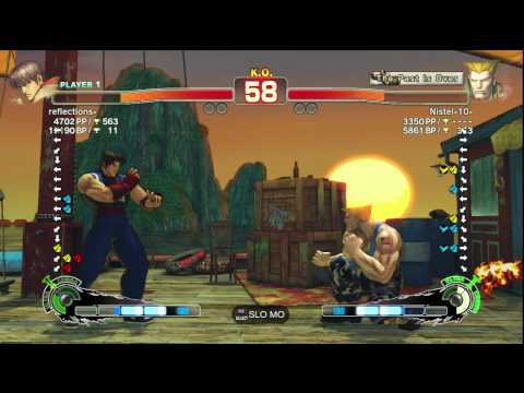 SSF4 AE Ver. 2012: reflections- [Guy] vs. Nistel-10- [Guile] - PSN Ranked Match