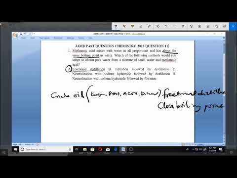 JAMB PAST QUESTION CHEMISTRY 2018 QUESTION 11 Methanoic acid Solubility