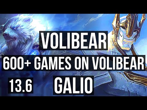 VOLIBEAR vs GALIO (MID) | 5/1/5, 1.6M mastery, 600+ games | KR Diamond | 13.6