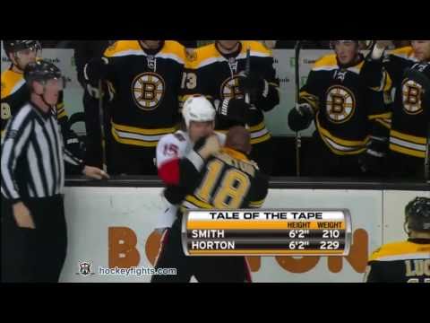 Zack Smith vs Nathan Horton Apr 9, 2011 - NESN feed