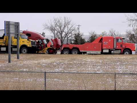 11-29-2019 Rapid City, SD - Black Ice Jackknifes Semi I-90