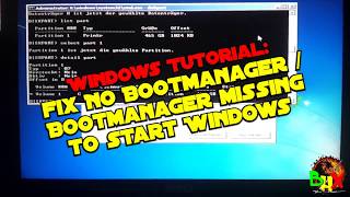Fix no bootmanager / bootmgr is missing to start Windows