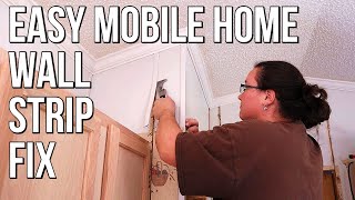 How to Remove and Mud Over Wall Strips | Budget Mobile Home Remodel #24