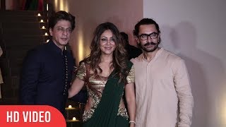 Shahrukh Khan With Wife Gauri Khan At Aamir Khan's Diwali Party 2017 | VIralbollywood