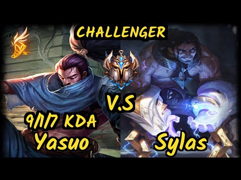 SKT T1 Faker (YASUO) vs SYLAS - 9/1/7 KDA MID CHALLENGER GAMEPLAY - KR