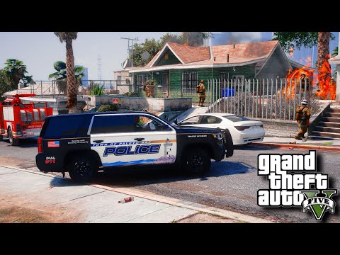 GTA 5 LSPDFR : A HOUSE FIRE IN THE HEIGHTS | PALETO BAY POLICE | LIVEPD | GTA 5 REAL LIFE PC MODS