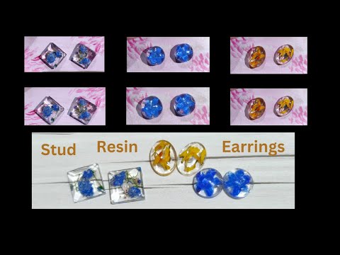 3 cool epoxy resin stud earrings/ resin art for beginners/ resin jewelry/ art resin
