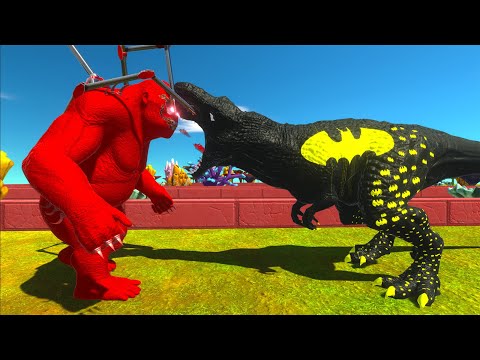 CARNAGE GORO vs SUPERMAN T-REX vs IRON MAN T-REX vs BATMAN T-REX DEATH RUN - Animal Revolt Battle Si