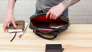 Чоловіча шкіряна сумка під ноутбук на 2 відділення SHVIGEL 19106 чорний