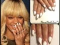 HOW TO: Rihanna White & Gold Nail Tutorial ...