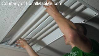 How to install or change fluorescent bulbs in recessed office fluorescent lighting