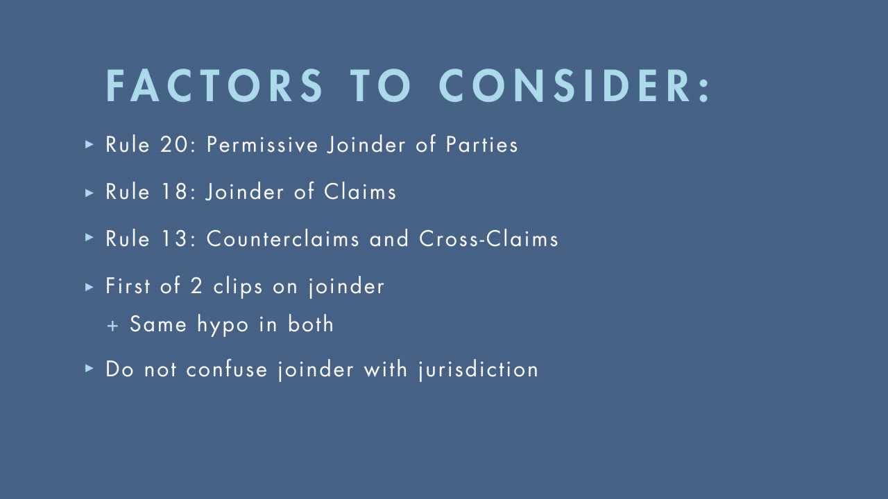 Civil Procedure tutorial: Joinder - Part 1 | quimbee.com