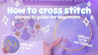 Easy beginner cross stitch guide ✨ 🪡 Step by step tutorial