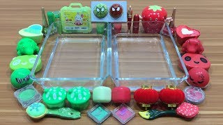 Mixing Makeup and Clay Into Clear Slime ! Green Vs Red Special Series Part 8 Relaxing Slime
