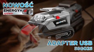USB Nabíjačka akumulátorov a baterka, 18V, Energy+, Graphite