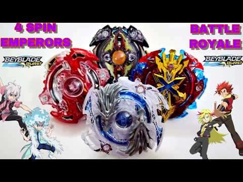 4 SPIN EMPERORS BATTLE ROYALE | Lost Longinus Vs Storm Spriggan Vs Xeno Xcalibur Vs Zillion Zeus |
