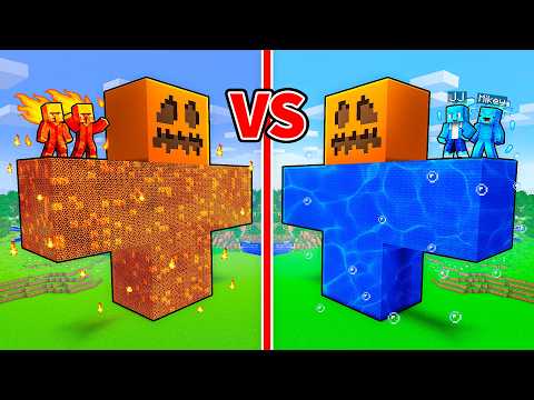 JJ and Mikey vs Villagers: ELEMENTAL GOLEM BATTLE in Minecraft - Maizen
