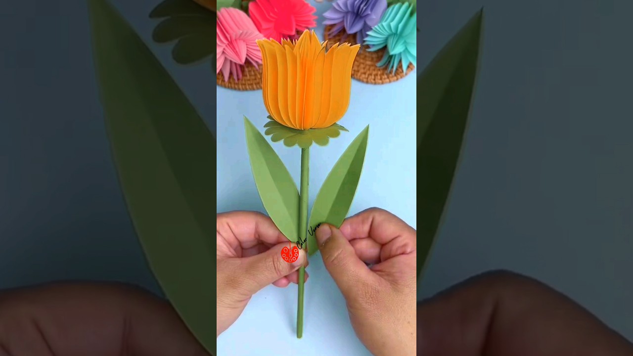 Create Stunning Tulip Flowers with Colorful Paper | Easy Paper Art Tutorial।August 31,2024 #art #diy