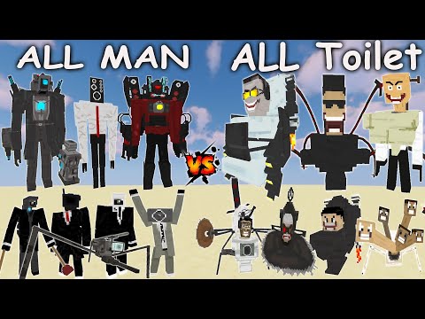 All Toilets vs ALL MAN - Cameraman, Speakerman | Minecraft Skibidi Toilet Mob