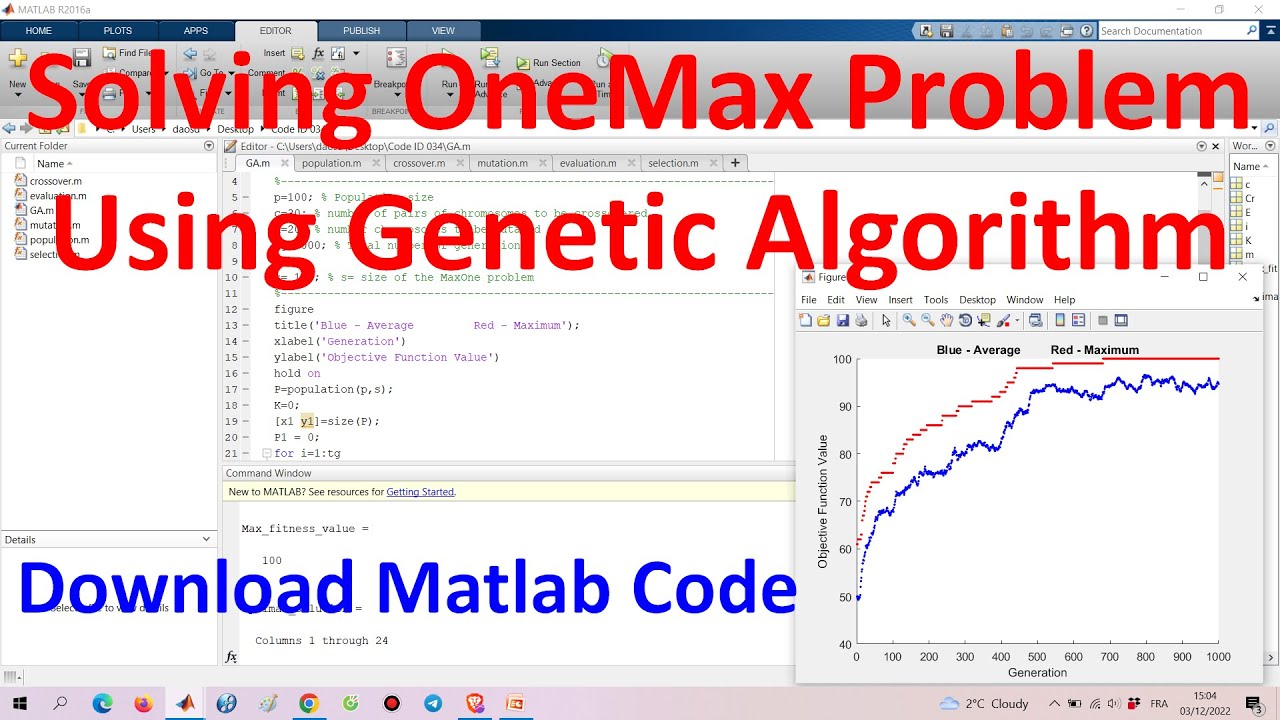 Solving One-Max Problem Using Genetic Algorithm in Matlab