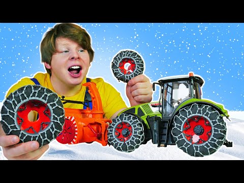 Ремонт машин: улучшаем трактор со снегоочистителем! Мультики про машинки для мальчиков