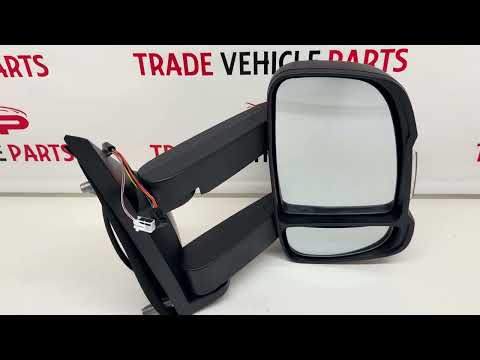 For Citroen Relay Fiat Ducato Peugeot Boxer 2006-2024 Door Wing Mirror Electric Heated With Indicator & Temperature Sensor Long Arm Black Right Side video