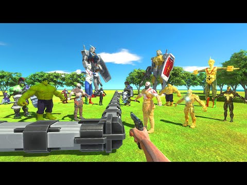 FPS Avatar Rescues Super Hero Team and Fights Gold Itself - Animal Revolt Battle Simulator