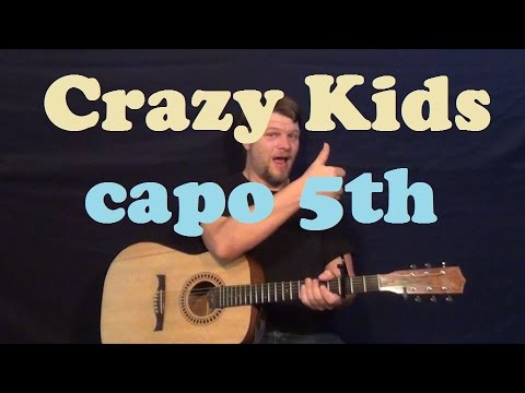 Crazy Kids (KE$HA) Guitar Lesson Capo 5th Strum Chord How to Play Tutorial