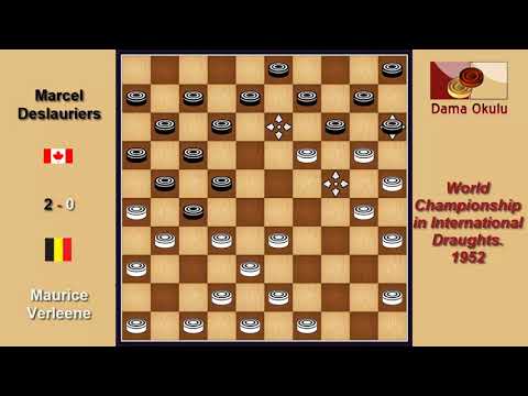 Maurice Verleene (BEL) - Marcel Deslauriers (CAN). Draughts World Championship. 1952.