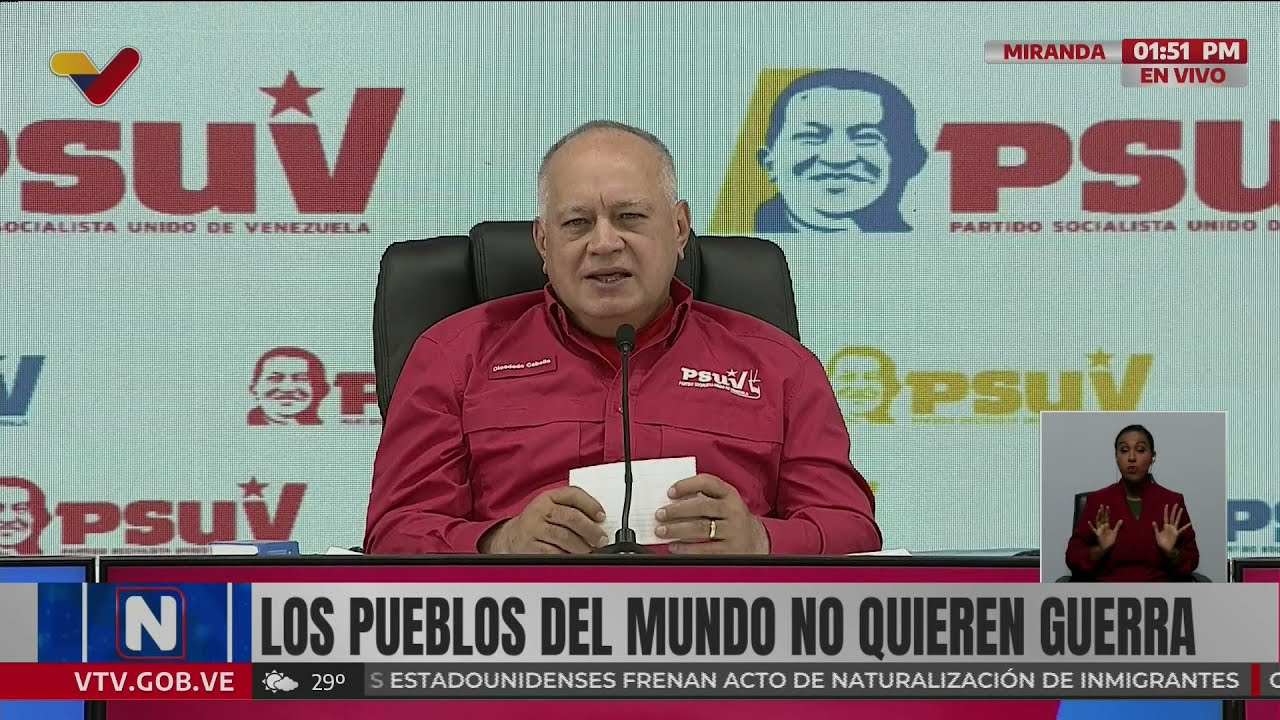 Diosdado Cabello, rueda de prensa del PSUV, 8 de diciembre de 2025